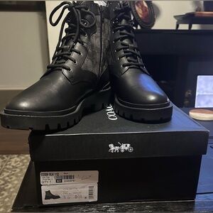 Coach Black and Gray Men's Leather Boots